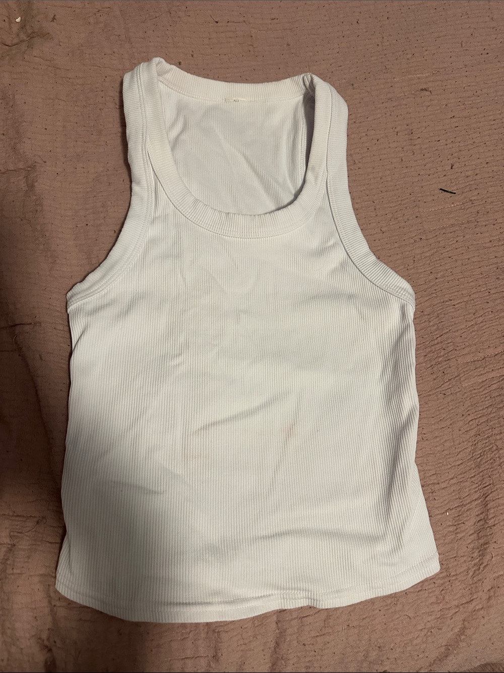 Aldo White Ribbed Tank Top - Scoop Neck